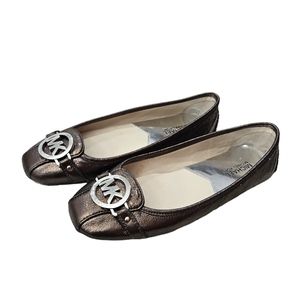 Michael Kors Logo Silver Grey Leather Shoes